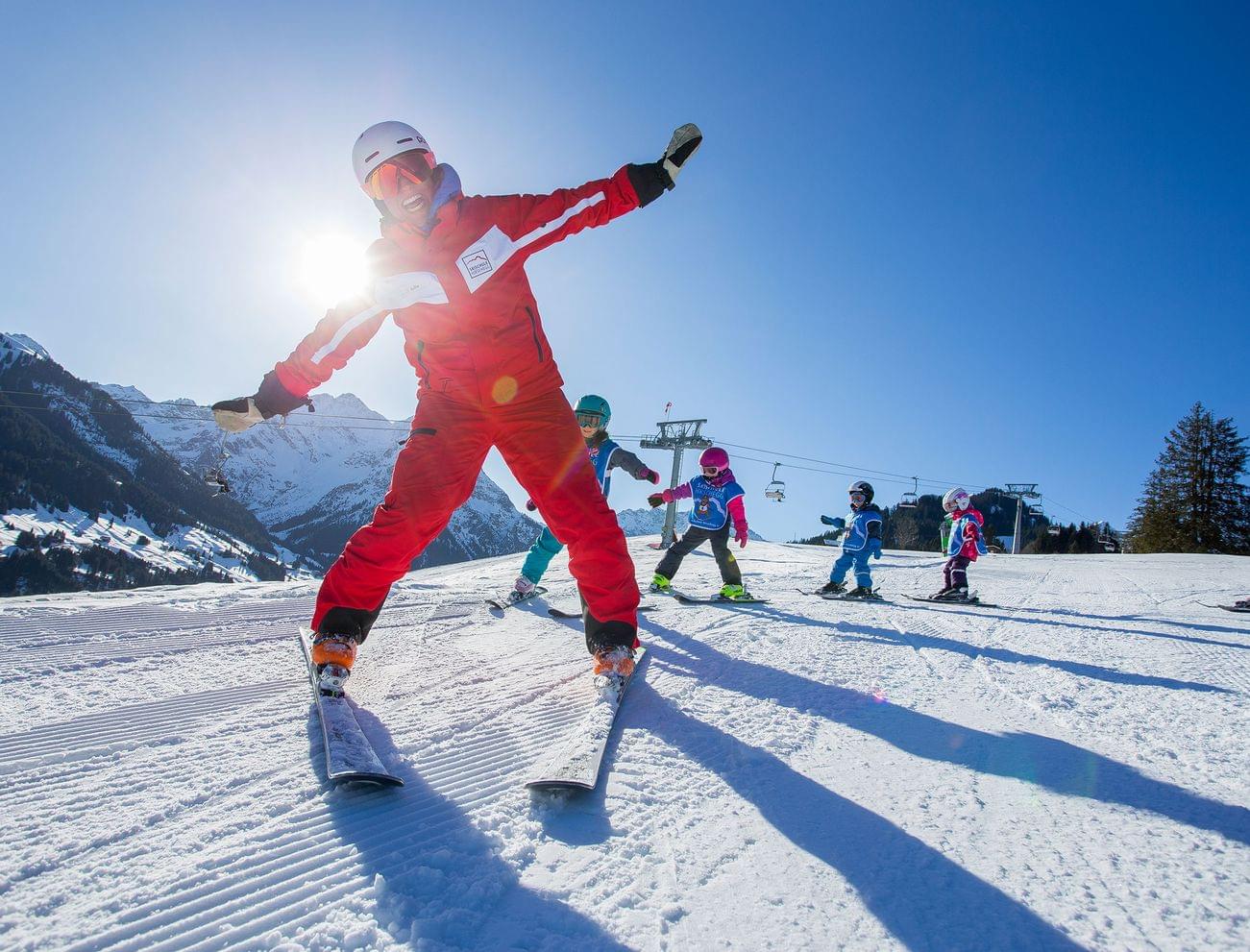 Ski school for children in the Kleinwalsertal valley